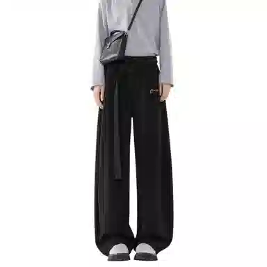 王者荣耀 美式高街纯色直筒垂感长裤宽松舒适痞帅青少年休闲百搭时尚潮牌西装裤 标语款 男女同款