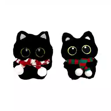 丹琴 煤球小黑猫咪 可爱卡通精灵玩偶萌趣创意手玩把件公仔书包背包挂饰百搭汽车钥匙扣 毛绒 挂件 男女同款情侣款