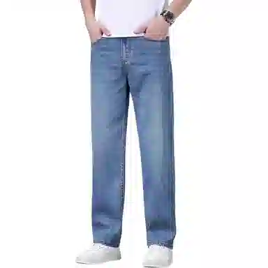 炳盛 高端天丝凉感牛仔裤男夏季薄款宽松直筒弹力百搭休闲长裤子男男装 男女同款