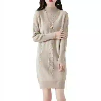 恒源祥 百搭半高领纯色长袖针织衫 女款