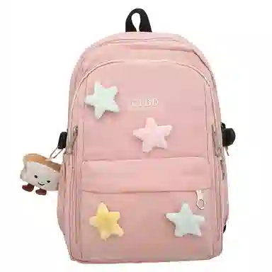 行途 可爱简约学院风 尼龙 双肩包 常规 女款 黑色/粉色/绿色/紫色