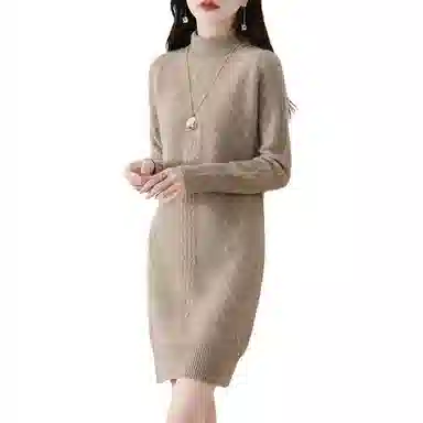 恒源祥 百搭半高领纯色长袖针织衫 女款