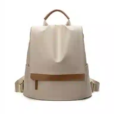 老人头 简约时尚高中生大学生高颜值防盗设计背包 织物 双肩包 女款 百搭黑/杏配棕