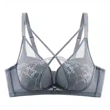 欧迪芬 裸感无痕冰丝轻薄透气亲肤柔软反重力提拉蕾丝性感优雅上托聚拢防下垂收副乳夏季冰凉感文胸 女款