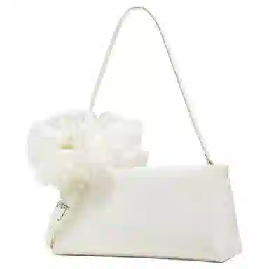 百思图 时尚潮流百搭 人造革 腋下单肩包 中号 女款 淡黄/米白色