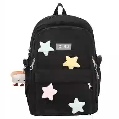 行途 可爱简约学院风 尼龙 双肩包 常规 女款 黑色/粉色/绿色/紫色