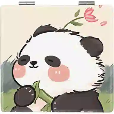 计轩小镜子随身化妆镜家用手持折叠可爱台式女生便携旅行携带熊猫化妆镜