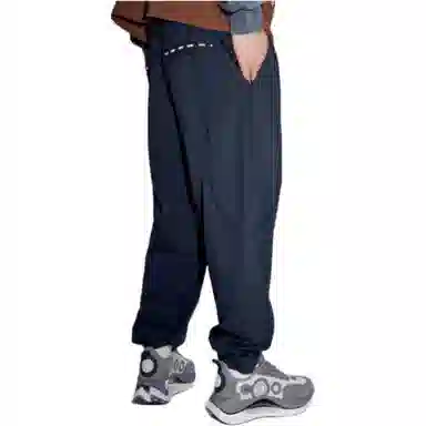 中国李宁 纯色中腰束脚运动裤 男款 黑色