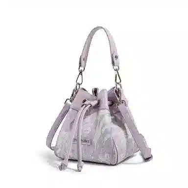 MACKJANICE Embroidered Drawstring Bucket Bag