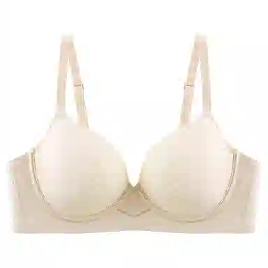 欧迪芬 裸感无痕冰丝轻薄透气亲肤柔软反重力提拉果冻软支撑上托聚拢防下垂收副乳条纹优雅夏季冰凉感文胸 女款