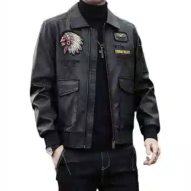太子龍 外套克机车美式复古派克服巡航摩托车骑行服飞行员长袖皮衣 男款