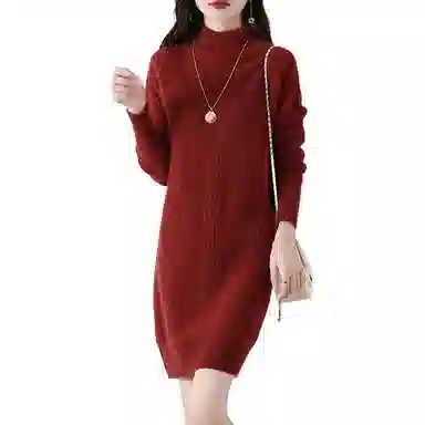 恒源祥 百搭半高领纯色长袖针织衫 女款