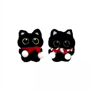 丹琴 煤球小黑猫咪 可爱卡通精灵玩偶萌趣创意手玩把件公仔书包背包挂饰百搭汽车钥匙扣 毛绒 挂件 男女同款情侣款