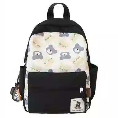 醇龙 小熊卡通校园背包大容量学生书包 尼龙 双肩包 男女同款情侣款 黑色/红色/棕色/粉色/卡其色