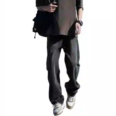 虫小绿 水洗潮牌直筒长 亲肤透气百搭显高牛仔裤 男款