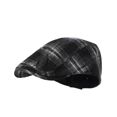氧气樱桃 秋冬学院风经典格纹短檐显脸小英伦复古保暖防寒反戴前进帽 涤纶 贝雷帽 男女同款情侣款
