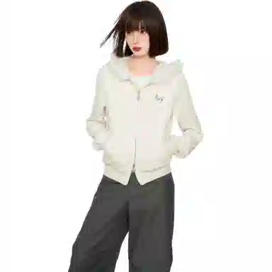 柏黛妃 简约连帽拉链舒适长袖卫衣 女款