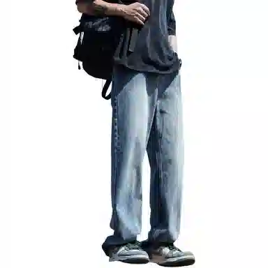 虫小绿 水洗潮牌直筒长 亲肤透气百搭显高牛仔裤 男款