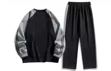 王者荣耀 美式复古拼接撞色长袖圆领上衣长裤两件套宽松舒适居家户外通勤百搭时尚休闲运动套装 男女同款