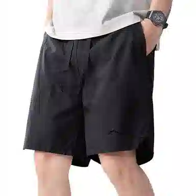 贵色 夏季 清新文艺复古学院风激光打孔冰丝速干薄款透气男士时尚潮流百搭城市机能直筒五分休闲短裤 宽松 男女同款