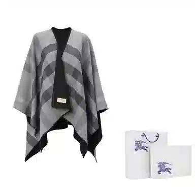 Burberry FW22 Wool Reversible Poncho Jacket Charcoal