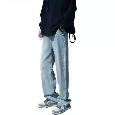 虫小绿 水洗潮牌直筒长 亲肤透气百搭显高牛仔裤 男款