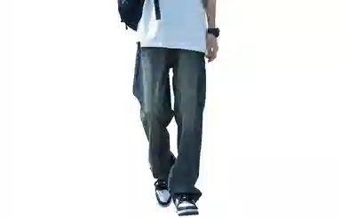 虫小绿 水洗潮牌直筒长 亲肤透气百搭显高牛仔裤 男款