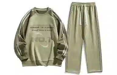 王者荣耀 鲁班七号款 美式高街拼接撞色条杠圆领长袖上衣时尚百搭宽松舒适长裤休闲运动套装 男女同款