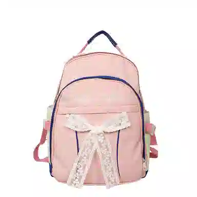 垣途者 可爱时尚潮流百搭 复合布 双肩包 常规 女款 白色/粉色