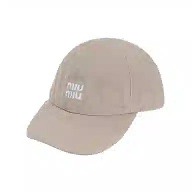Miu Miu Embroidered Logo Cap Beige