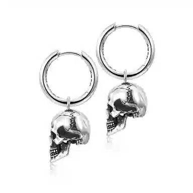 IDEAGEMER Skull Silver Earrings