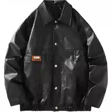 街头潮流美式复古宽松机车风外套皮衣 男女同款