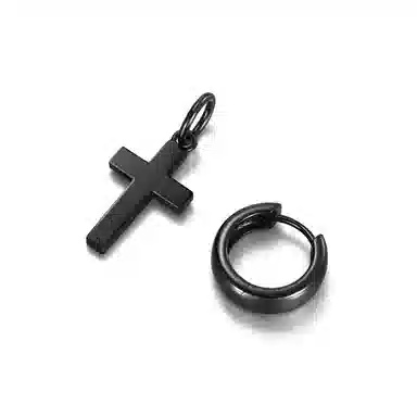 IDEAGEMER Cross Earrings Black
