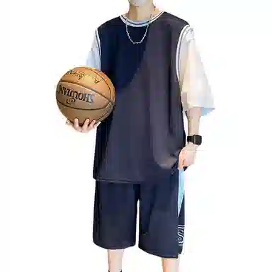 左岸 青少年冰丝速干学生篮球服帅气夏季透气宽松两件套休闲运动套装 男款