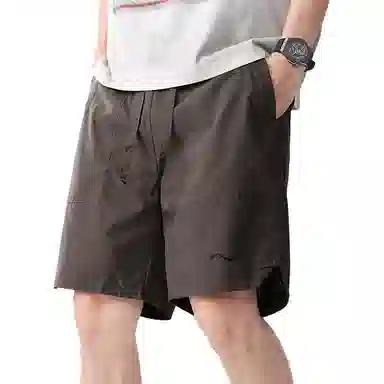 贵色 夏季 清新文艺复古学院风激光打孔冰丝速干薄款透气男士时尚潮流百搭城市机能直筒五分休闲短裤 宽松 男女同款