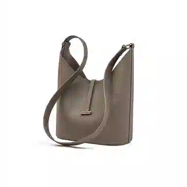 老人头 休闲通勤 牛皮拼合成革 斜挎包 女款 灰色