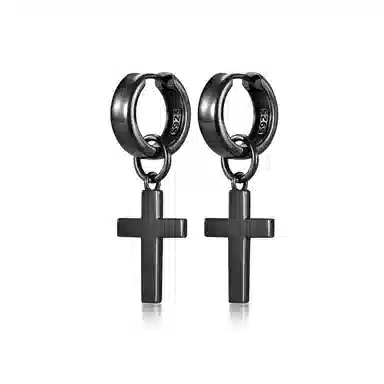 IDEAGEMER Cross Earrings Black