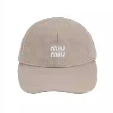 Miu Miu Embroidered Logo Cap Beige