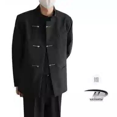 零氏 新中式竹子花卉刺绣中山装 高品质宽松休闲百搭显气质西装 男女同款