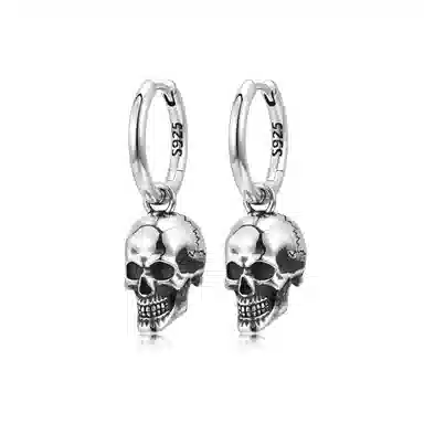 IDEAGEMER Skull Silver Earrings