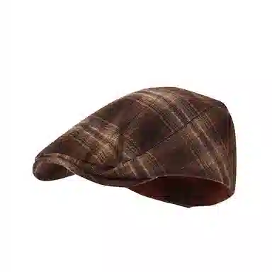 氧气樱桃 秋冬学院风经典格纹短檐显脸小英伦复古保暖防寒反戴前进帽 涤纶 贝雷帽 男女同款情侣款