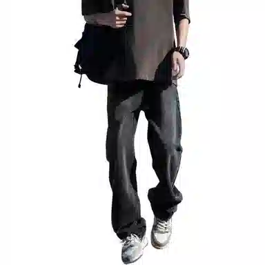虫小绿 水洗潮牌直筒长 亲肤透气百搭显高牛仔裤 男款
