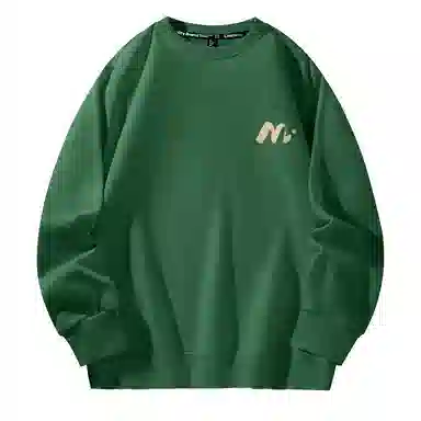 棉致 浮雕波浪简约纯色复古休闲柔软抗皱舒适基础百搭美式街头宽松落肩套头圆领卫衣 男女同款