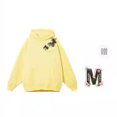 棉购 重磅黑金仿刺绣潮流连帽宽松加绒加厚中国风花卉印花上衣长袖卫衣 男女同款