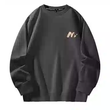 棉致 浮雕波浪简约纯色复古休闲柔软抗皱舒适基础百搭美式街头宽松落肩套头圆领卫衣 男女同款