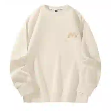 棉致 浮雕波浪简约纯色复古休闲柔软抗皱舒适基础百搭美式街头宽松落肩套头圆领卫衣 男女同款