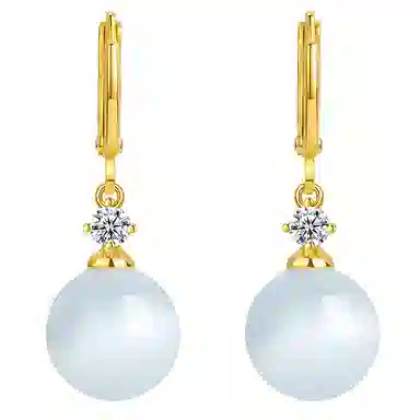 福茹记 极光之境 玻璃猫眼 新中式日常百搭耳坠精致感清冷感超温柔 耳环 耳饰 女款