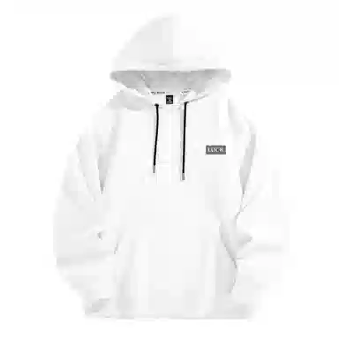 棉致 幸运标志简约基础无性别主义美式街头弹力柔软舒适抗皱挺括休闲透气套头连帽卫衣 男女同款