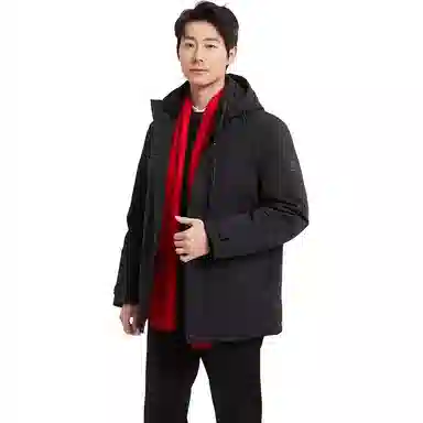 古鲨 派克服高端外套獭兔毛保暖冬装羽绒服 男款