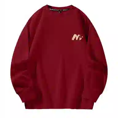 棉致 浮雕波浪简约纯色复古休闲柔软抗皱舒适基础百搭美式街头宽松落肩套头圆领卫衣 男女同款